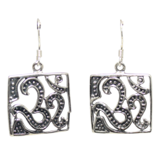 Om Dangle Earrings Filigree 925 Sterling Silver Handmade Women Gift Traditional Tribal Religious Temple E491